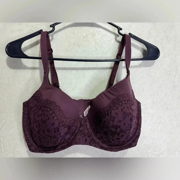 VICTORIA’S SECRET Maroon Burgundy Lace Wire Full Coverage Bra Size 34DDD - Picture 1 of 6